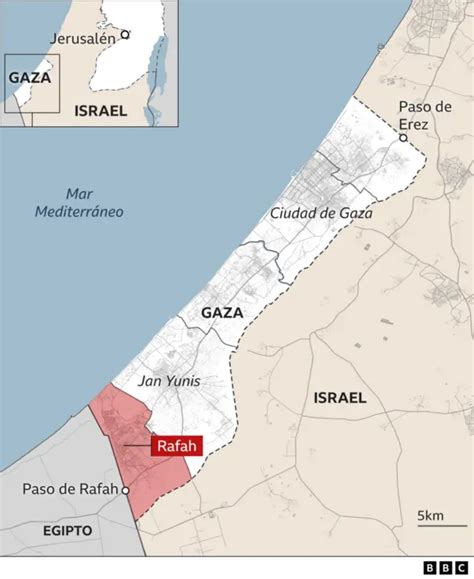 Mapa de Gaza y Rafah