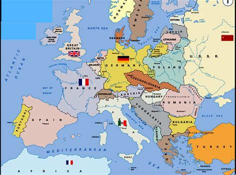 Mapa de Europa durante la Segunda Guerra Mundial con énfasis en Polonia.