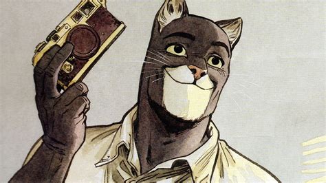 Ilustración de John Blacksad con su gabardina