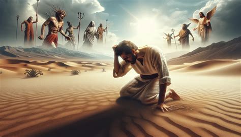 Representación de las tentaciones de Jesús en el desierto