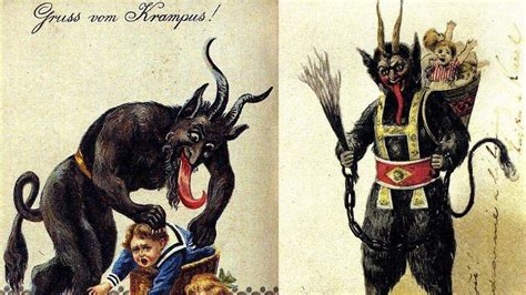 Ilustración de un Krampus con una bomba atada a él