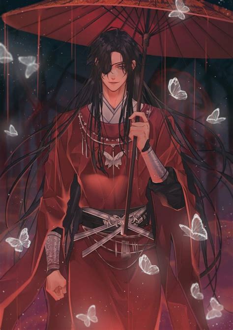 Ilustración de Hua Cheng vestido de rojo