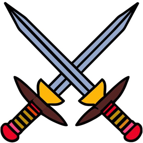 Diagrama mostrando diferentes composiciones de viñetas con espadas cruzadas