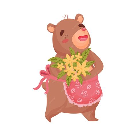 Ilustración de un oso pardo con un delantal ensangrentado