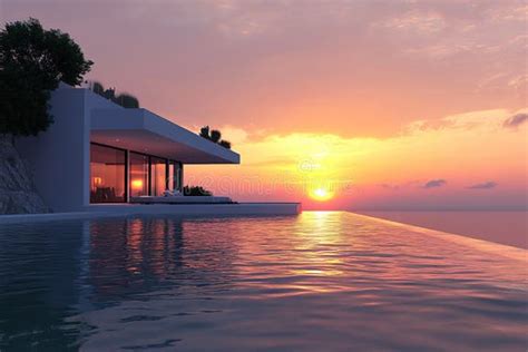 Pisicina infinita al atardecer