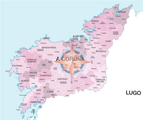 Mapa de A Coruña destacando las calles Orzán y Panaderas