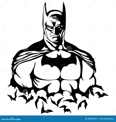 Ilustración de Batman en blanco y negro