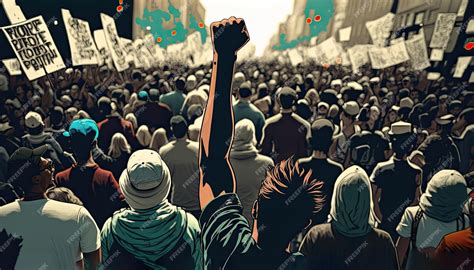 Ilustración de John Lewis participando en una protesta pacífica