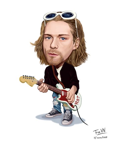 Ilustración de Kurt Cobain en estilo de novela gráfica