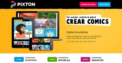 Interfaz de Pixton mostrando opciones de personajes y fondos