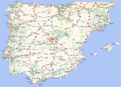 Mapa de España con rutas de envío