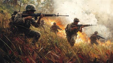 Escena de guerra ambientada en Vietnam