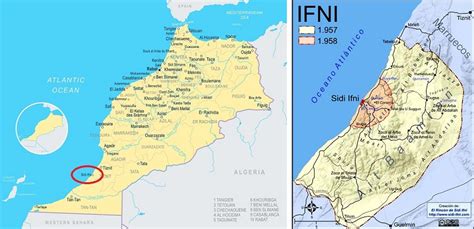 Mapa de Ifni y Marruecos