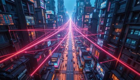 Ilustración de una ciudad sombría y futurista