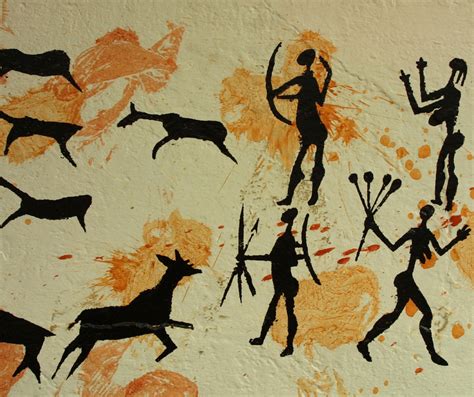 Recreación artística de pinturas rupestres con motivos astronómicos