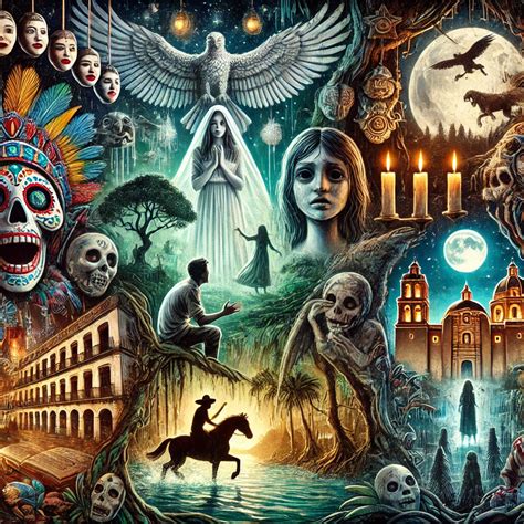Ilustración de diversas leyendas urbanas famosas