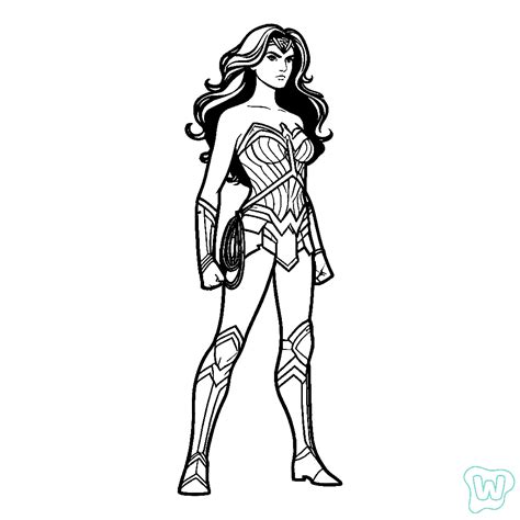 Ilustración de Wonder Woman lista para colorear