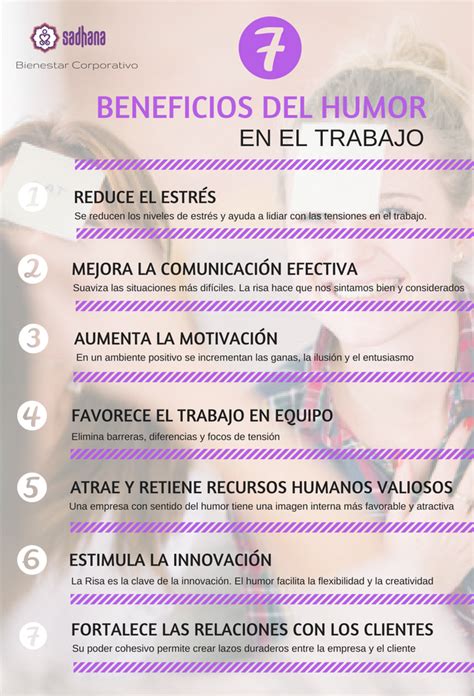 Infografía sobre los beneficios del humor en el trabajo