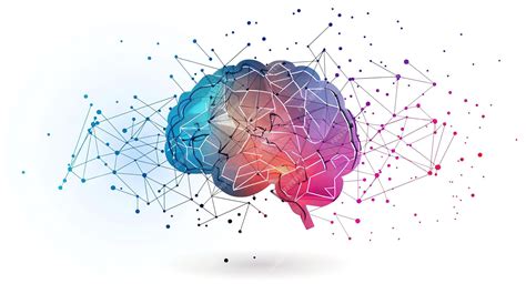 Ilustración de un cerebro con conexiones de ideas y humor