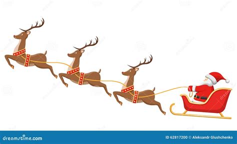 Ilustración de Papá Noel en un trineo con renos