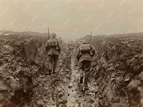 Detalle del dibujo de Joe Colquhoun mostrando trincheras y soldados