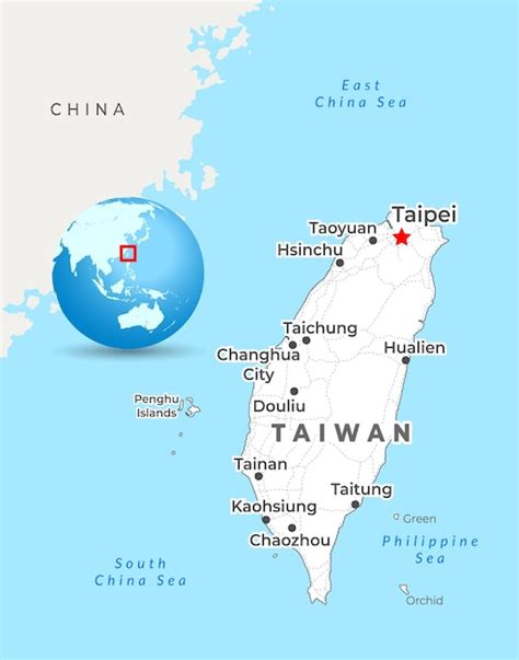 Mapa de Taiwán señalando Taipei