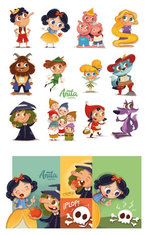 Collage de personajes de cuentos y películas infantiles