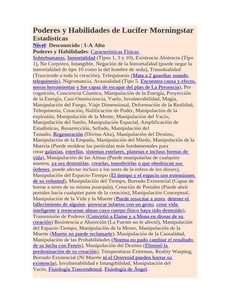 Diagrama de flujo de los poderes de Lucifer Morningstar.