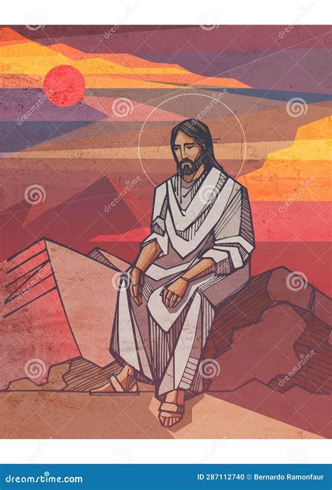 Ilustración de Jesús en el desierto