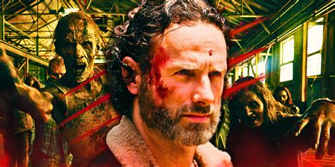 Ilustración de Rick Grimes enfrentándose a zombies