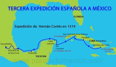 Mapa de la expedición de Hernán Cortés