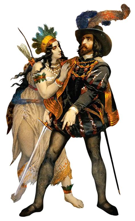 Ilustración de Malinche y Hernán Cortés