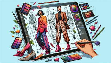 Ilustración de un artista trabajando en un ordenador con software de diseño gráfico
