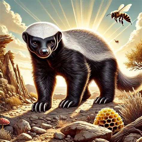 Ilustración de un tejón y un pequeño animal en un entorno natural