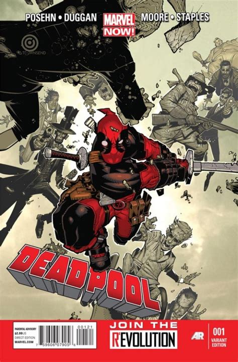 Portada del cómic Deadpool #27 con múltiples personajes de Marvel