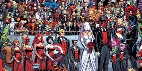 Ilustración de Deadpool y Shiklah el día de su boda