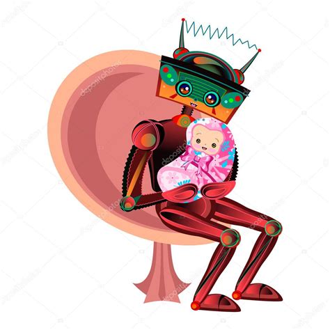 Ilustración de Iséa y su niñera robot Ruyna