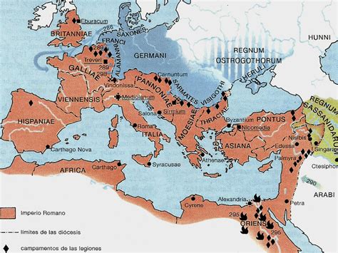 Mapa del Imperio Romano en el siglo IV