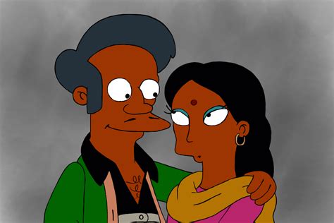 Captura de pantalla de Apu y Manjula reconciliándose