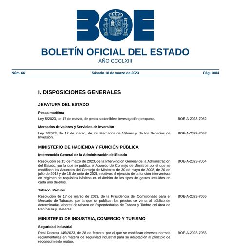 Estructura del Boletín Oficial del Estado