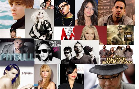 Collage de artistas musicales icónicos