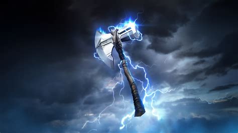 Representación de Thor volando con Mjolnir a gran velocidad
