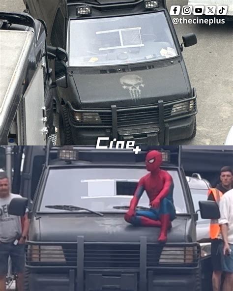 Spider-Man deteniendo una furgoneta
