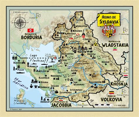 Mapa de Sildavia con el Lago Flechifaz