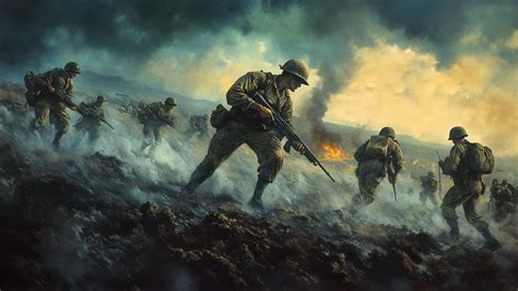 Ilustración de una batalla de la Segunda Guerra Mundial