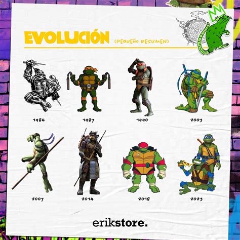 Infografía comparativa de las diferentes encarnaciones de las Tortugas Ninja
