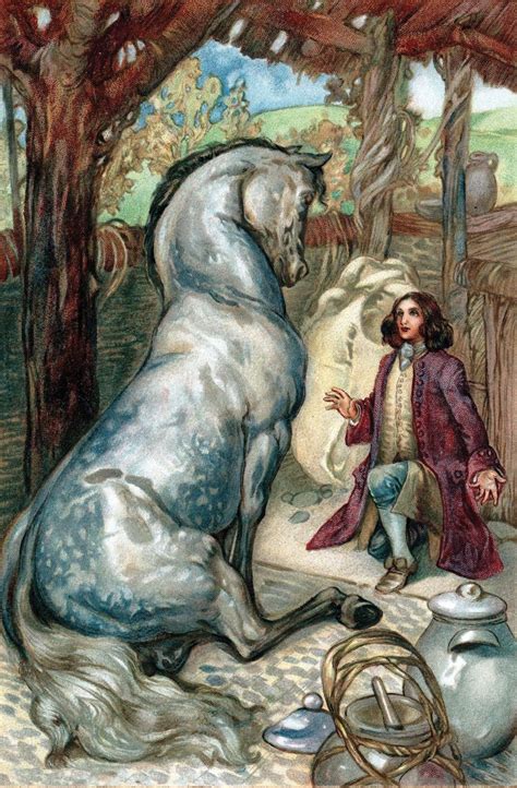 Ilustración de Gulliver con los Houyhnhnms