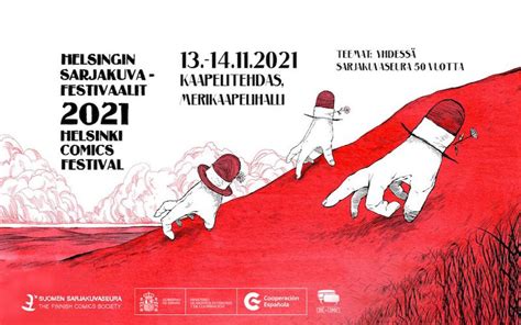 Póster del Festival del Cómic de Helsinki con temática de oscuridad