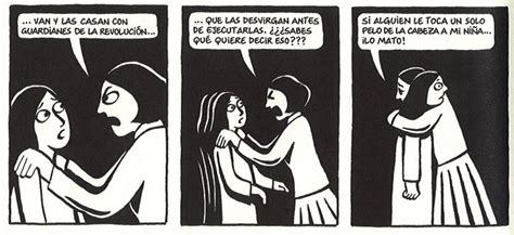 Viñeta de Persépolis mostrando a Marjane con sus padres