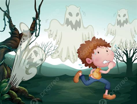 Ilustración de un bebé siendo acogido por fantasmas en un cementerio